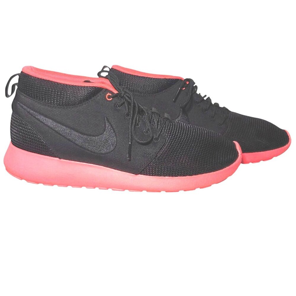 Rare Nike Mens Roshe Run Mid in Black and Atomic Red Size 10.5 Sneakerboot - Picture 2 of 8